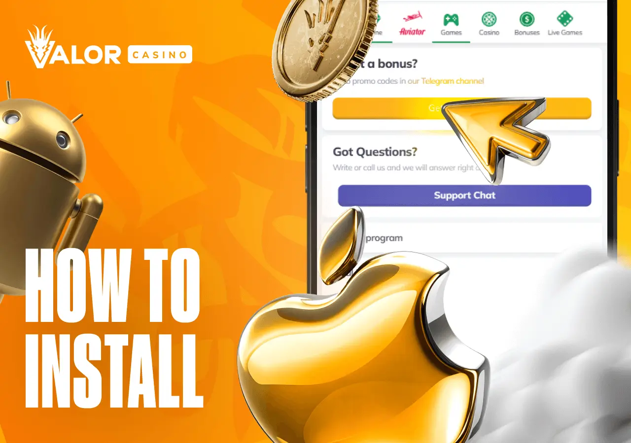 Muat turun dan pasang apl kasino Valor