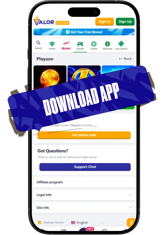 Muat turun aplikasi kasino Valor bet
